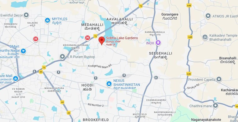 Map Location, sobha-lake-garden 1 Bedroom 765 Sq.Ft. Apartment In Kr Puram Bangalore 9112907