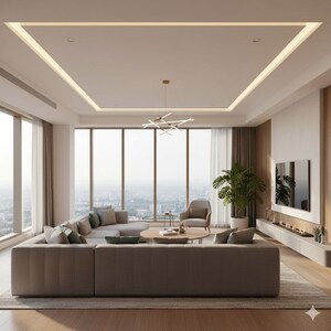 Living Room in 2 BHK Apartment at Rustomjee Prive, Bandra East – for Sale