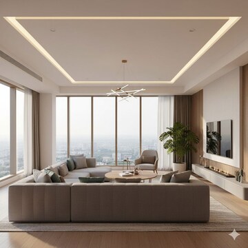 Living Room in 2 BHK Apartment at Rustomjee Prive, Bandra East – for Sale