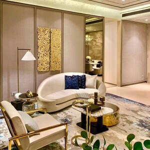 Living Room in 4 BHK Apartment at Rustomjee Crown, Gokhale Road – for Rent