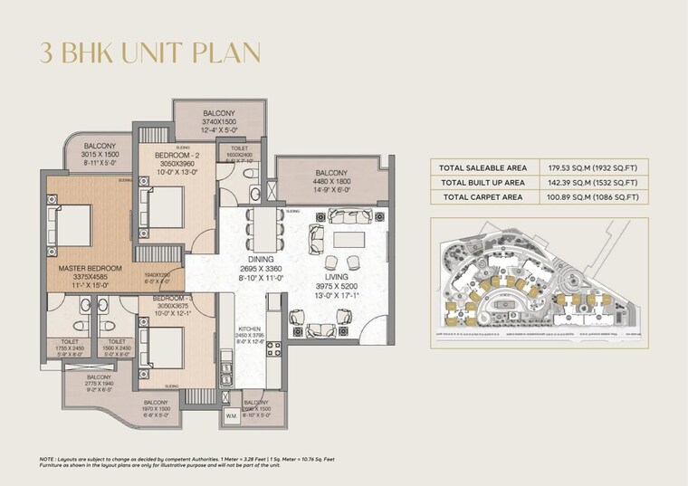 Floor Plan, tech zone 4 greater noida 3 Bedroom 1932 Sq.Ft. Apartment In Tech Zone 4 Greater Noida Greater Noida 9793986