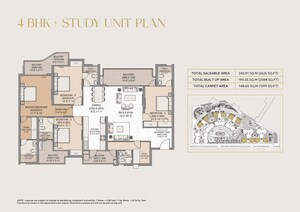 Floor Plan in 4 BHK Apartment at Tech Zone 4 Greater Noida – for Sale