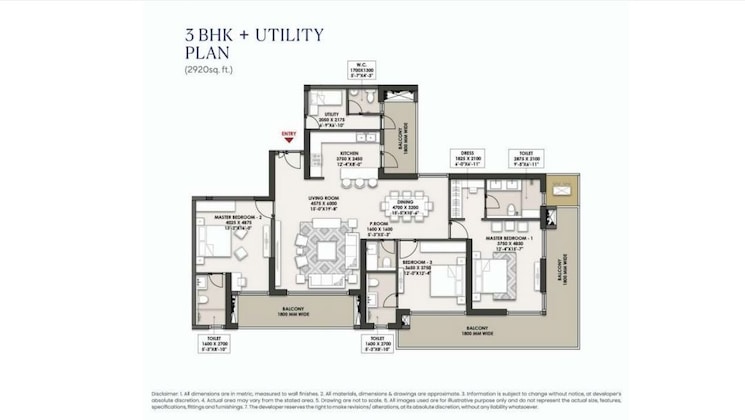Floor Plan, landmark-skyvue 3 Bedroom 2920 Sq.Ft. Apartment In Sector 103 Gurgaon 9794773