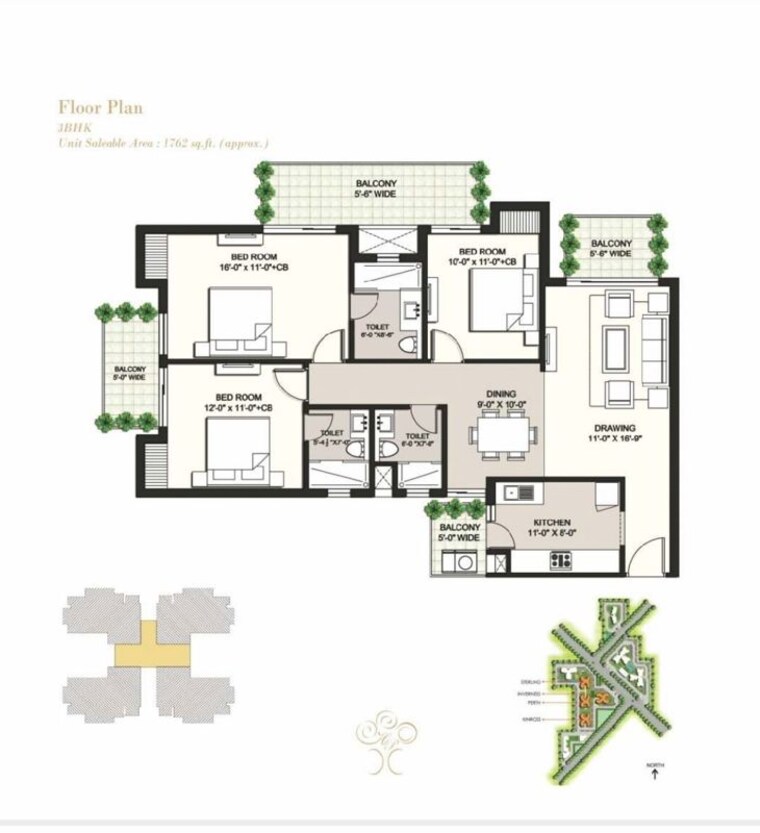 Floor Plan, whiteland-urban-resort 4 Bedroom 4328 Sq.Ft. Apartment In Sector 103 Gurgaon 9794972