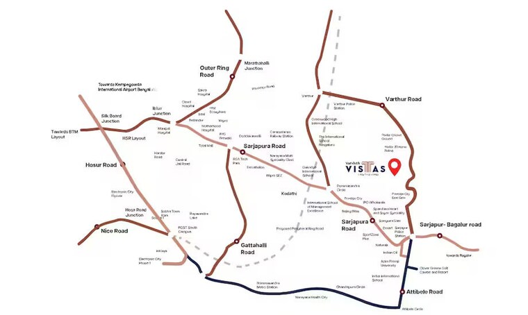 Map Location, varshith-vistas 2 Bedroom 1220 Sq.Ft. Apartment In Sarjapur Bangalore 9790010