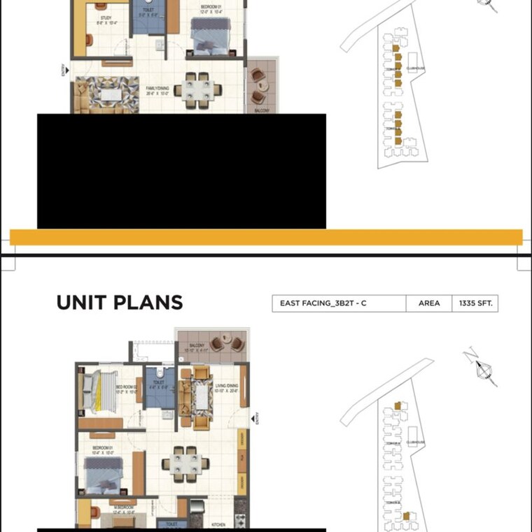 Floor Plan, nizampet 3 Bedroom 1366 Sq.Ft. Apartment In Nizampet Hyderabad 9802697