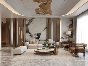 Living Room in 4 BHK Apartment at Mahalakshmi Sindhi Colony – for Sale