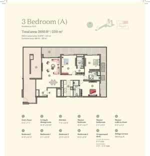 Floor Plan in 3 BHK Apartment at Max Estate 361, Sector 36a – for Sale