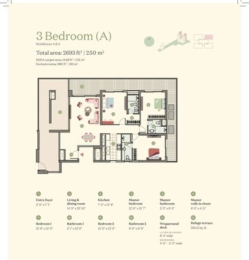 Floor Plan in 3 BHK Apartment at Max Estate 361, Sector 36a – for Sale