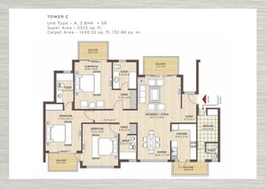 Floor Plan in 3 BHK Apartment at Kashish Manor One, Sector 111 – for Sale