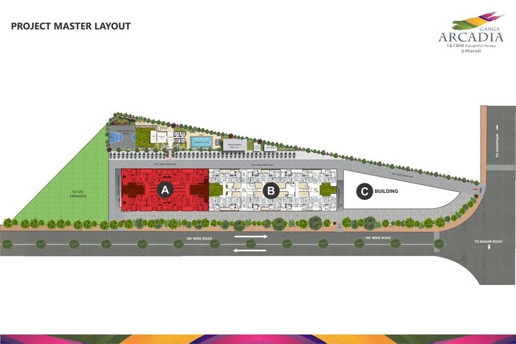 Master Plan, ganga-arcadia 3 Bedroom 1310 Sq.Ft. Apartment In Kharadi Pune 9807735