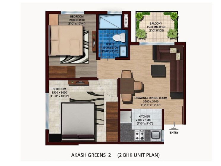 Floor Plan, ashiyana colony 2 Bedroom 600 Sq.Ft. Apartment In Ashiyana Colony Moradabad 9689447