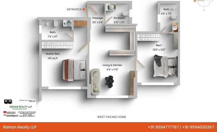 Floor Plan, aspen-park 2 Bedroom 593 Sq.Ft. Apartment In Goregaon East Mumbai 9808421