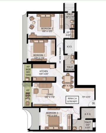 Floor Plan in 3 BHK Apartment at 7 Elements, Bandra West – for Sale