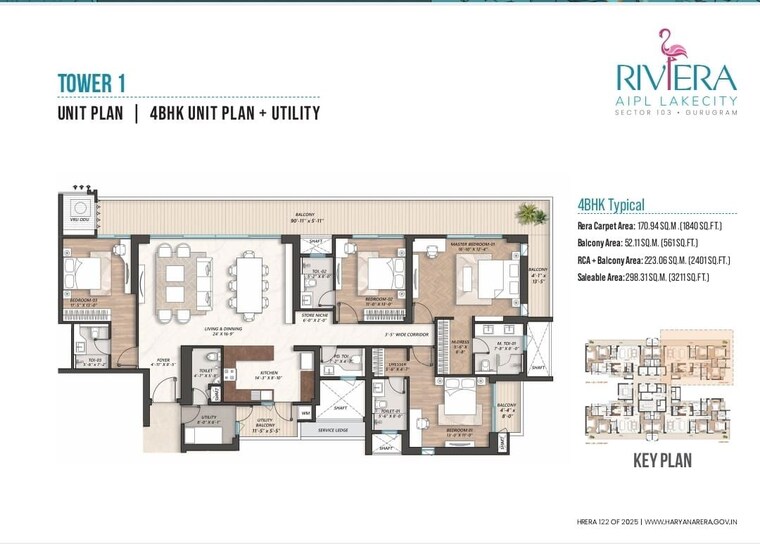 Floor Plan, aipl-riviera 3 Bedroom 2869 Sq.Ft. Apartment In Sector 103 Gurgaon 9809598