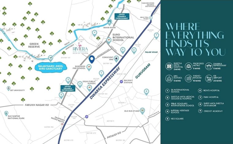 Map Location, aipl-riviera 3 Bedroom 2869 Sq.Ft. Apartment In Sector 103 Gurgaon 9809598