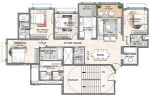 Floor Plan in 4 BHK Apartment at Lodha Bellagio, Powai – for Sale