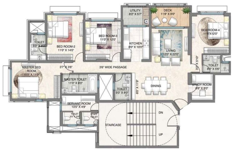 Floor Plan, lodha-bellagio 4 Bedroom 2300 Sq.Ft. Apartment In Powai Mumbai 9810726