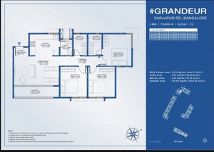 Floor Plan in 3 BHK Apartment at Godrej Park Retreat, Sarjapur Road – for Sale