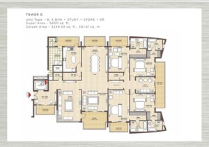 Floor Plan in 4 BHK Apartment at Kashish Manor One, Sector 111 – for Sale