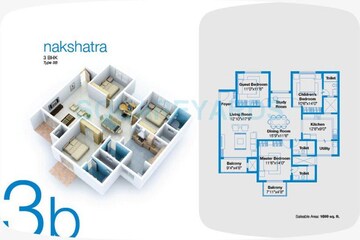 Floor Plan in 3 BHK Apartment at Vaishnavi Nakshatra, Yeshwanthpur – for Sale