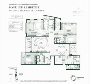Floor Plan in 4 BHK Apartment at Bhartiya City Leela Residences, Thanisandra Main Road – for Sale