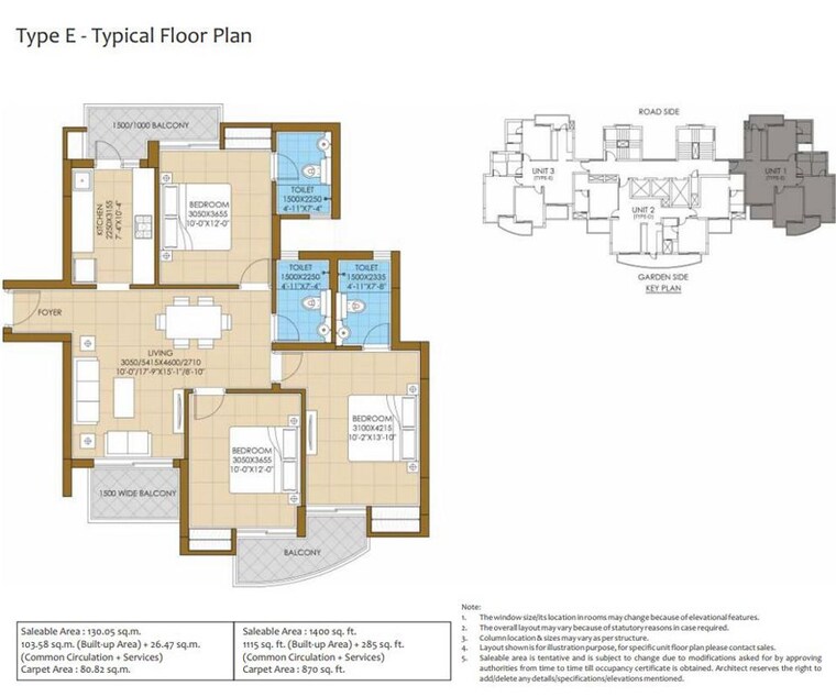 Floor Plan, ats-homekraft-pious-hideaways 3 Bedroom 870 Sq.Ft. Apartment In Sector 150 Noida 9813134