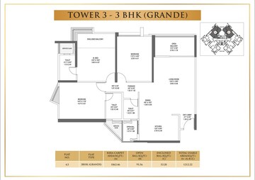 Floor Plan in 3 BHK Apartment at Pride Purple Park Titan, Hinjewadi – for Sale