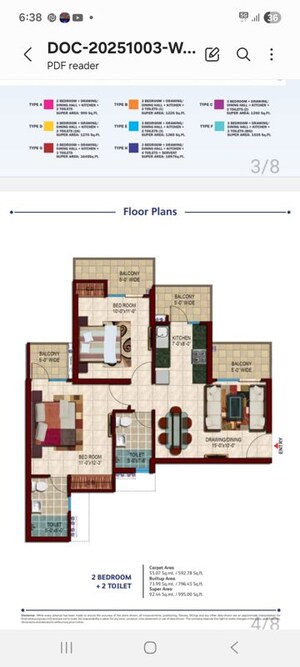 Floor Plan in 2 BHK Apartment at Nirala Estate, Tech Zone 4 Greater Noida – for Rent