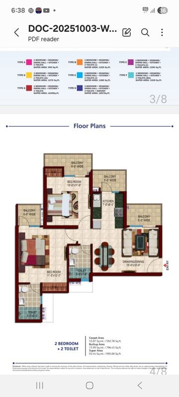 Floor Plan in 2 BHK Apartment at Nirala Estate, Tech Zone 4 Greater Noida – for Rent