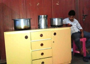 Kitchen in 1.5 BHK Builder Floor at Btm Layout – for Rent