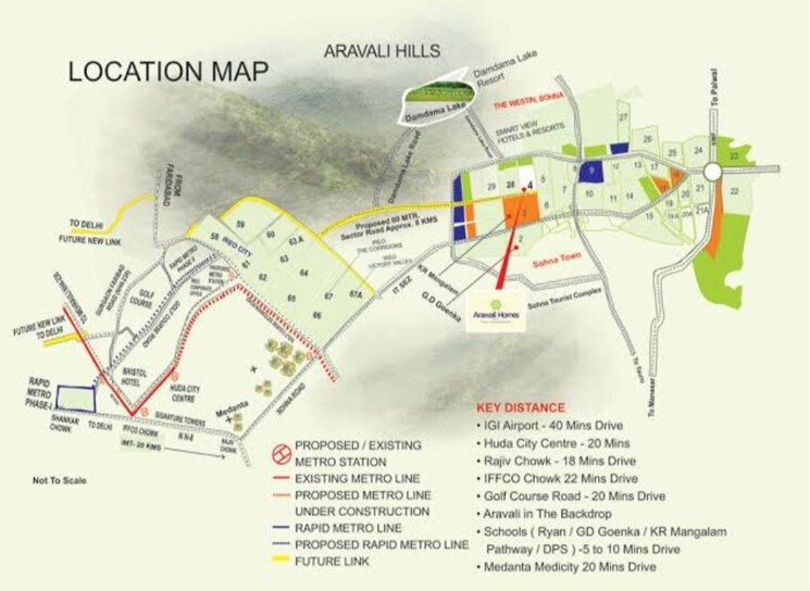 Map Location, gls-arawali-city 2 Bedroom 580 Sq.Ft. Apartment In Sohna Sector 4 Gurgaon 9815800