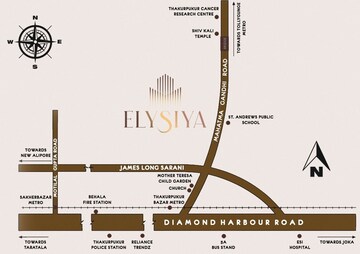 3 BHK Apartment – Map Location View at Shivom Elysiya, Thakurpukur - for Sale