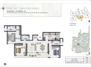 Floor Plan in 3 BHK Apartment at Prestige Park Grove, Whitefield – for Sale