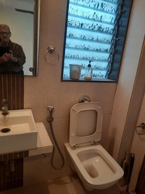 Bathroom in 3 BHK Apartment at Morumal Mansion, Khar West – for Rent