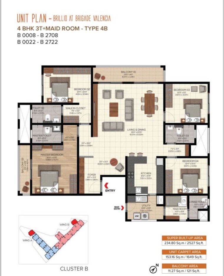 Floor Plan, brigade-valencia 4 Bedroom 2276 Sq.Ft. Apartment In Electronic City Bangalore 9822152
