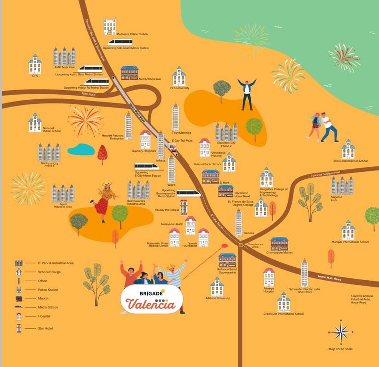 Map Location, brigade-valencia 4 Bedroom 2276 Sq.Ft. Apartment In Electronic City Bangalore 9822152