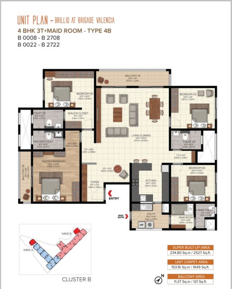 Floor Plan, brigade-valencia 4 Bedroom 2276 Sq.Ft. Apartment In Electronic City Bangalore 9822152