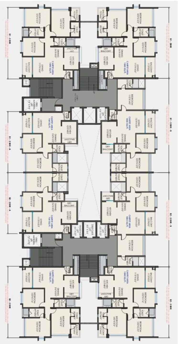 Floor Plan, wakad 3 Bedroom 1080 Sq.Ft. Apartment In Wakad Pune 9813385