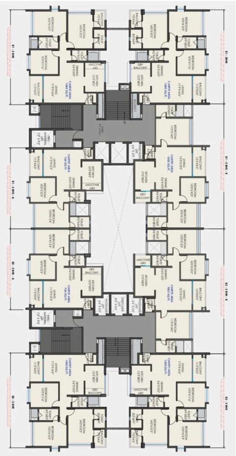 Floor Plan, wakad 3 Bedroom 1080 Sq.Ft. Apartment In Wakad Pune 9813385