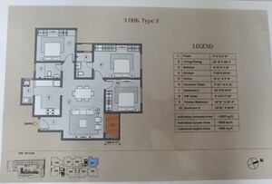 Floor Plan in 3 BHK Apartment at Puravankara Purva Zenium, Hosahalli – for Sale