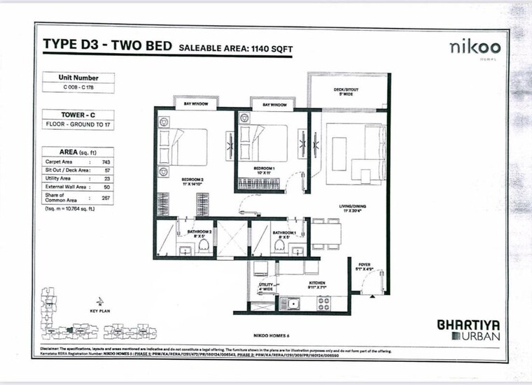 Floor Plan, bhartiya-city-nikoo-homes-6 2 Bedroom 1148 Sq.Ft. Apartment In Kogilu Bangalore 9827622