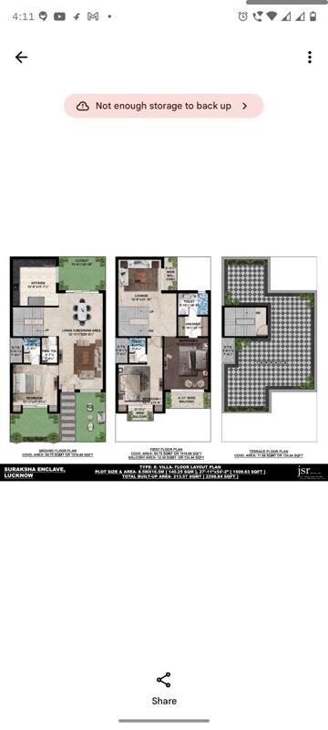 Floor Plan in 3 BHK Villa at Omega Suraksha Enclave, Mohanlalganj – for Sale