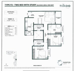 Floor Plan in 2 BHK Apartment at Prestige Song Of The South, Yelenahalli – for Sale