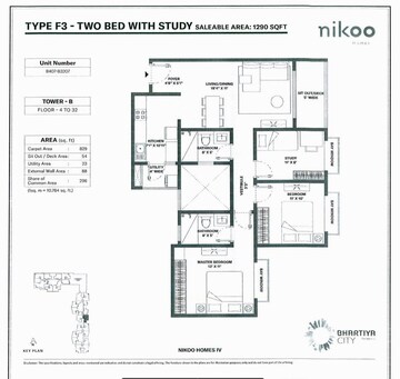 Floor Plan in 2 BHK Apartment at Prestige Song Of The South, Yelenahalli – for Sale