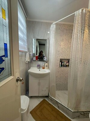 Bathroom in 3 BHK Apartment at Raheja Atlantis, Lower Parel – for Rent