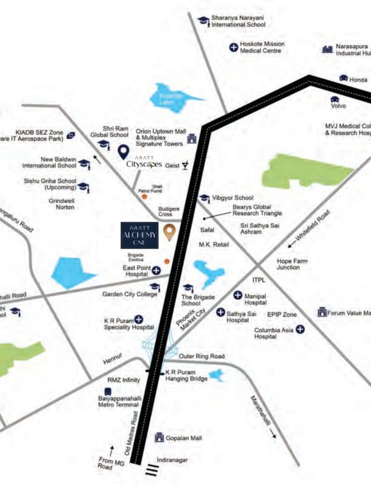 Map Location, aratt-alchemy-one 2 Bedroom 951 Sq.Ft. Apartment In Old Madras Road Bangalore 8931447