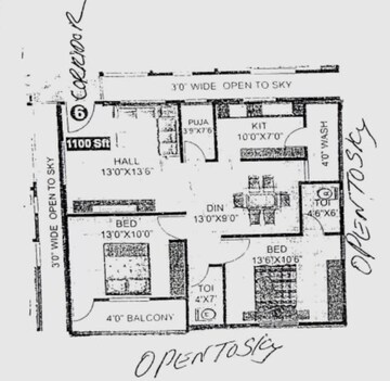 Floor Plan in 2 BHK Apartment at Hari Hara House, Nizampet – for Sale