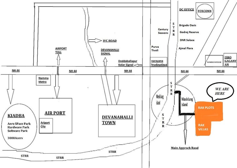 Map Location, rak-felicity  1200 Sq.Ft. Plot In Devanahalli Bangalore 9841457