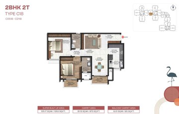 Floor Plan in 2 BHK Apartment at Brigade Lakecrest, Bhattarahalli – for Sale